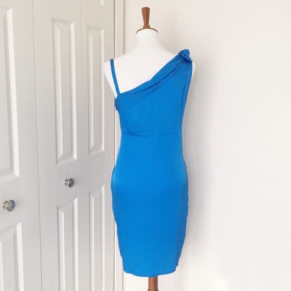 Love Moschino Blue Asymmetrical Shoulder Dress, size 8, NWT